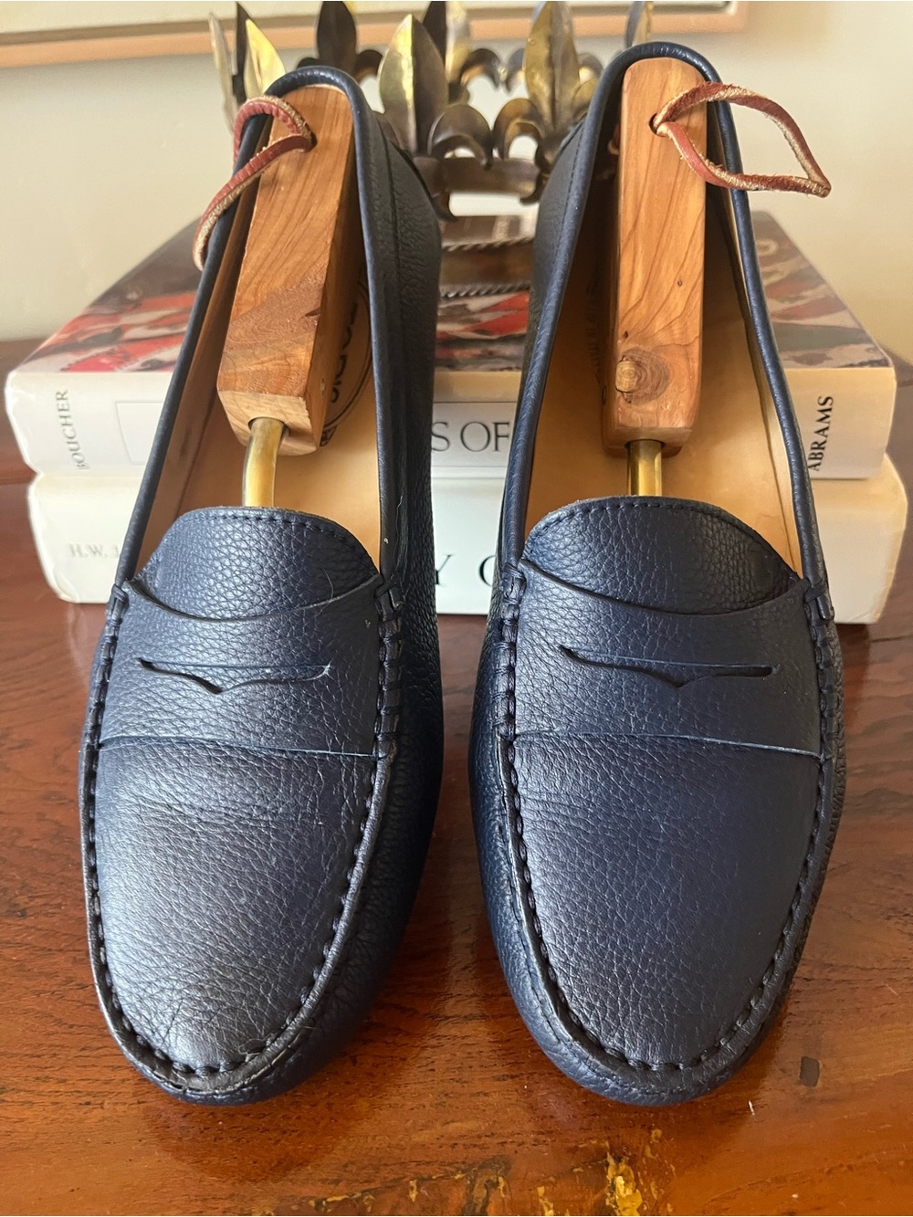 Tod's Navy Leather Penny Loafers women’s  Gimmino 39.5, excellent pre owned